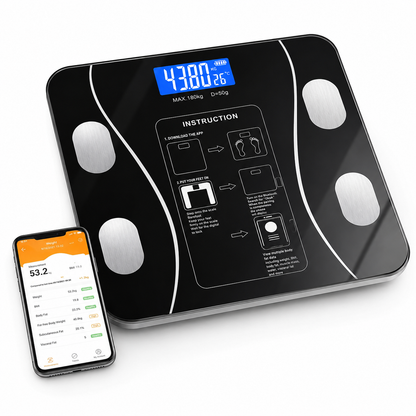 Cantar Smart Bluetooth 180 kg – Analiza Corporala, LED, Android/iOS