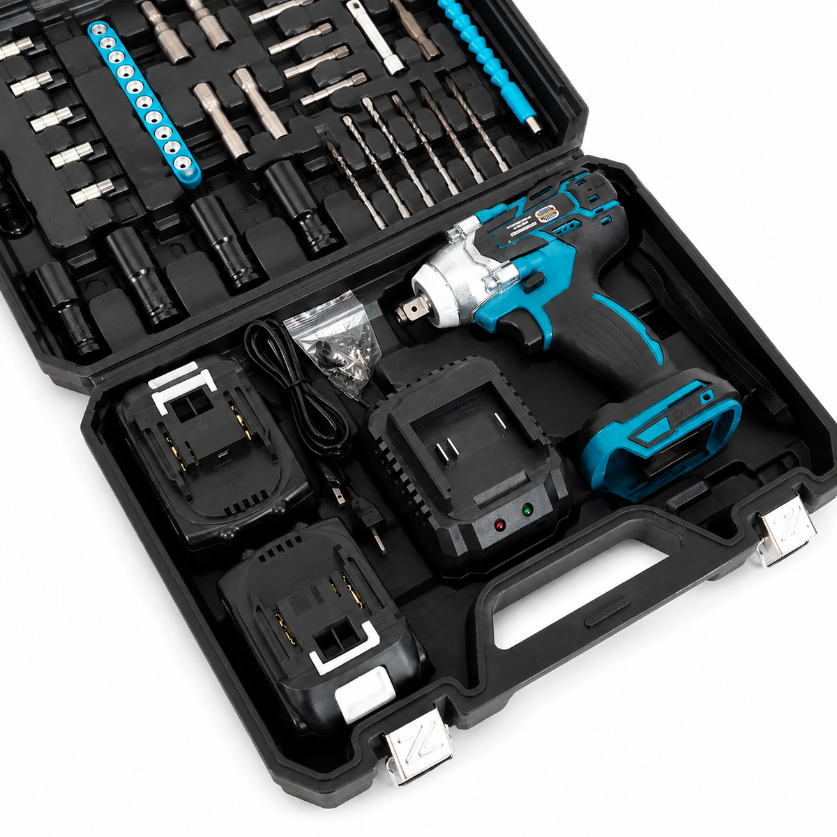 Trusă Mașină de Impact 550Nm, Brushless, 2 Acumulatori 48V 5Ah, 43 Accesorii