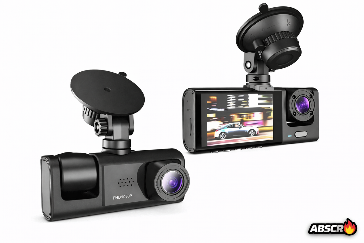 Camera auto DVR 3 canale, fata + interior + spate, Full HD 1080P, unghi larg 170°, ecran 2 inch, vedere nocturna, G-sensor, inregistrare in bucla