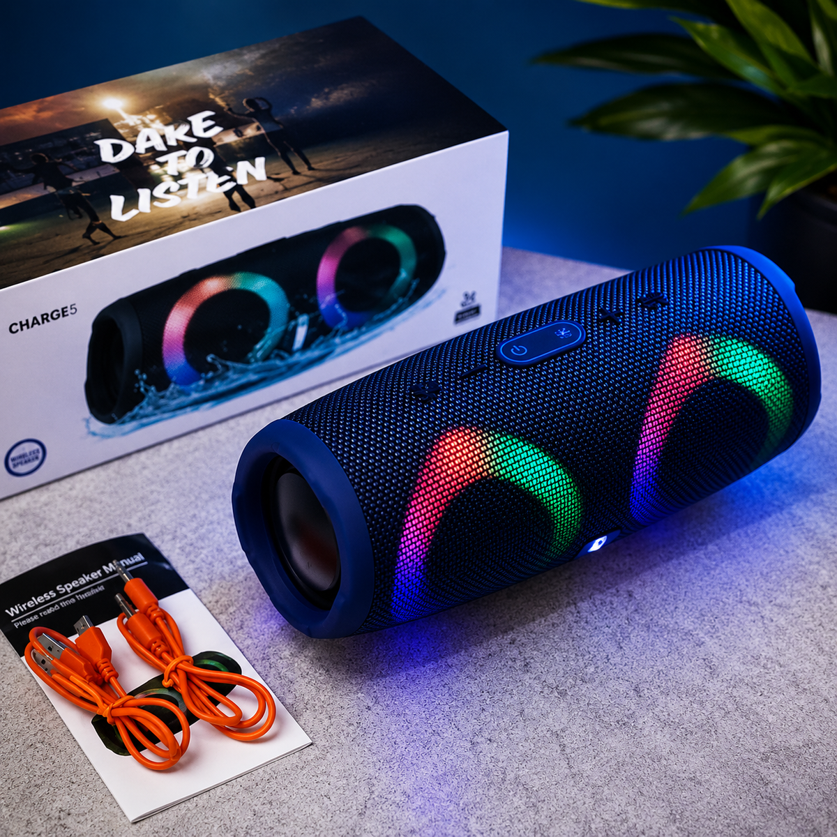Boxă Portabilă rezistenta la apa CHARGE 5 Bluetooth 5.0 30W – 4000mAh, Lumini RGB, IPX6, USB/AUX/SD/FM, Sunet Puternic, Portabilă