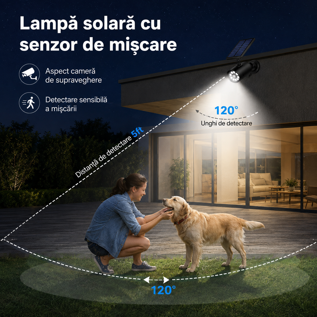 Set 2 Camere False Solare cu Senzor de Mișcare, LED, IP66