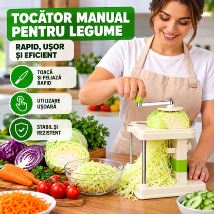 Tocător Manual pentru Varză și Legume, cu Manivelă