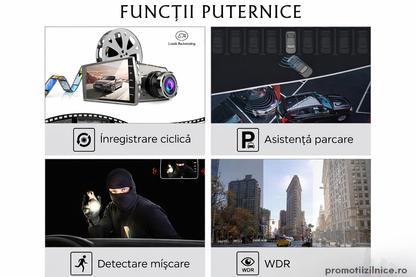 Cameră Auto Full HD 1080P cu Unghi Larg 170°, Viziune Nocturnă, G-Sensor, Înregistrare în Buclă, Ecran LCD 4”, WDR – Cameră de Bord pentru Siguranță Auto PromotiiZilnice
