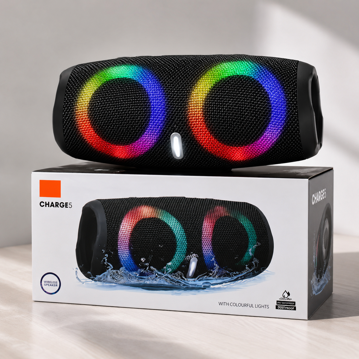 Boxă Portabilă rezistenta la apa CHARGE 5 Bluetooth 5.0 30W – 4000mAh, Lumini RGB, IPX6, USB/AUX/SD/FM, Sunet Puternic, Portabilă