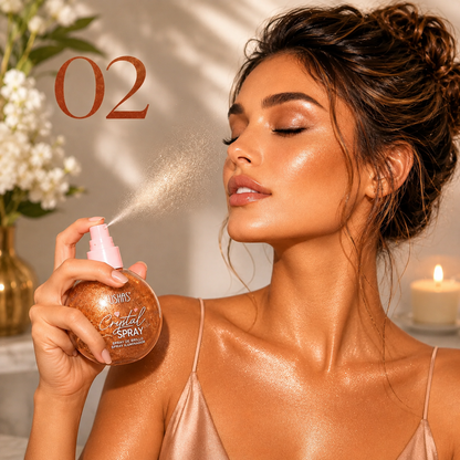 Pachet Glow Perfect USHAS – Spray Iluminator Față & Corp + Bronzer Butter