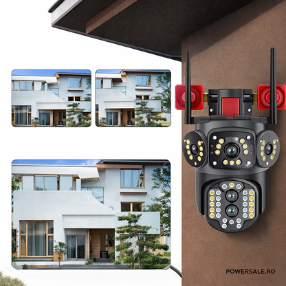 Set 2 Camere Supraveghere 4G Exterior 4K, Zoom 10X, Detectare Persoane, Rotire 360°, IP66