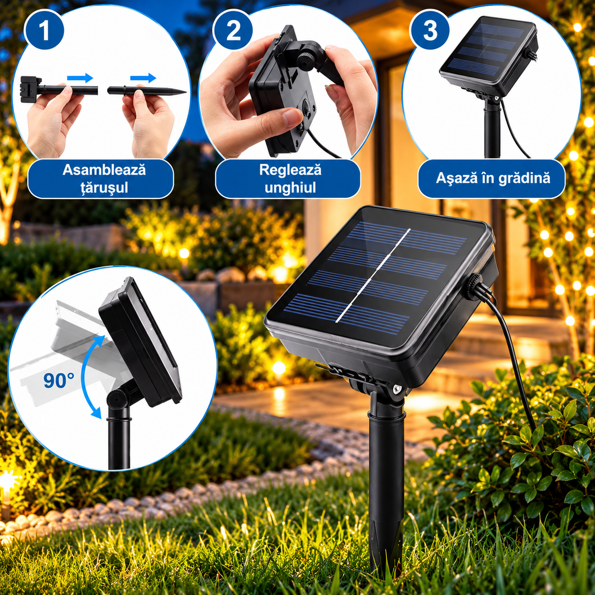Set 2 Instalații Solare LED, 10 m, 100 LED-uri/Bucată