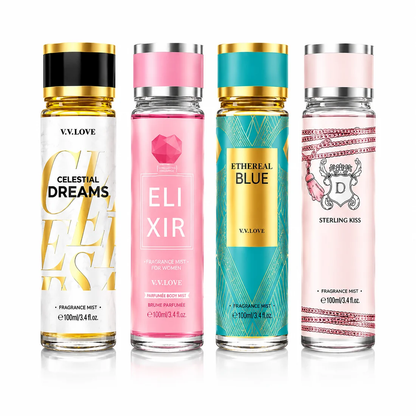 Set 4 Spray-uri de Corp V.V. LOVE pentru Femei, 4 x 100 ml, Arome Parfumate