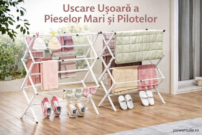 Uscător de rufe vertical pliabil 40-75x37x105 cm – Suport uscare haine compact, extensibil și stabil pentru interior