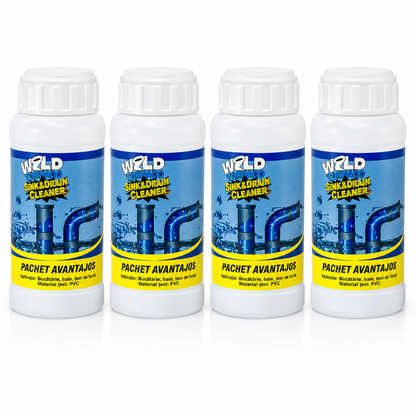 Set 4 Bucati Solutie Desfundat Tevi Wild Tornado Sink & Drain Cleaner, 110g, Actiune Rapida pentru Chiuveta, WC, Dus si Canalizare, Curatare Puternica, Elimina Mirosurile Neplacute PromotiiZilnice