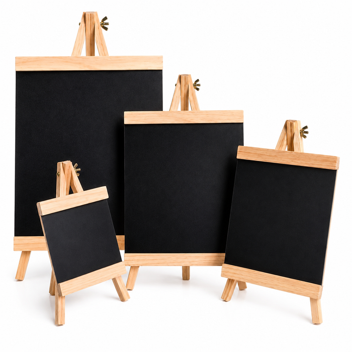 Tablă Neagră 30×59 cm cu Șevalet din Lemn, Pliabilă și Reutilizabilă