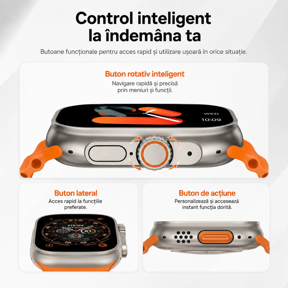 Ceas Smart Ultra cu 3 Curele, Apeluri Bluetooth, Monitorizare Activitate, Moduri Sport și IP65