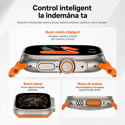 Ceas Smart Ultra cu 3 Curele, Apeluri Bluetooth, Monitorizare Activitate, Moduri Sport și IP65