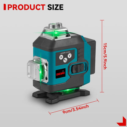 Nivela laser 4D, 16 linii, cu telecomanda, cu 1 baterie, albastru/negru - PromotiiZilnice