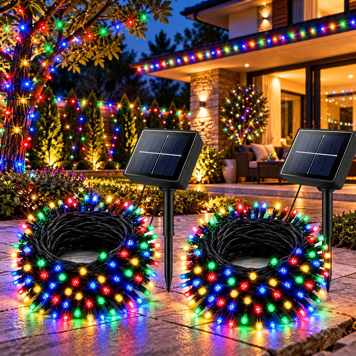 Set 2 Instalații Solare LED, 10 m, 100 LED-uri/Bucată