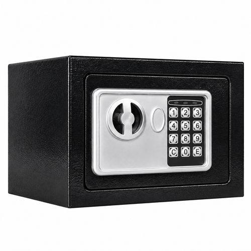 Seif din Oțel cu Închidere Electronică și Cheie 170x230x170 mm – Seif Securizat pentru Bani, Bijuterii și Documente