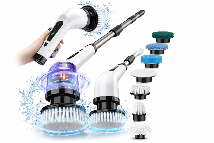Perie Electrica Rotativa 9 in 1 cu 9 Capete, 2 Viteze, Maner Reglabil, Autonomie Mare, LED