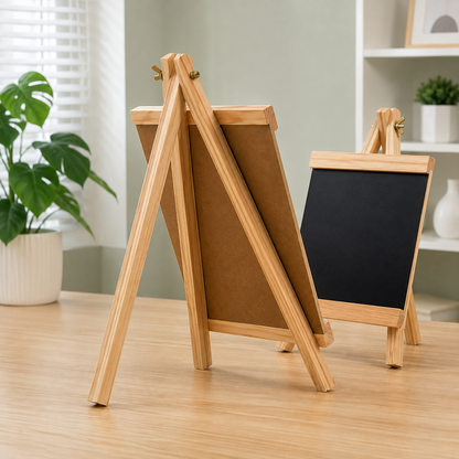 Tablă Neagră 30×59 cm cu Șevalet din Lemn, Pliabilă și Reutilizabilă