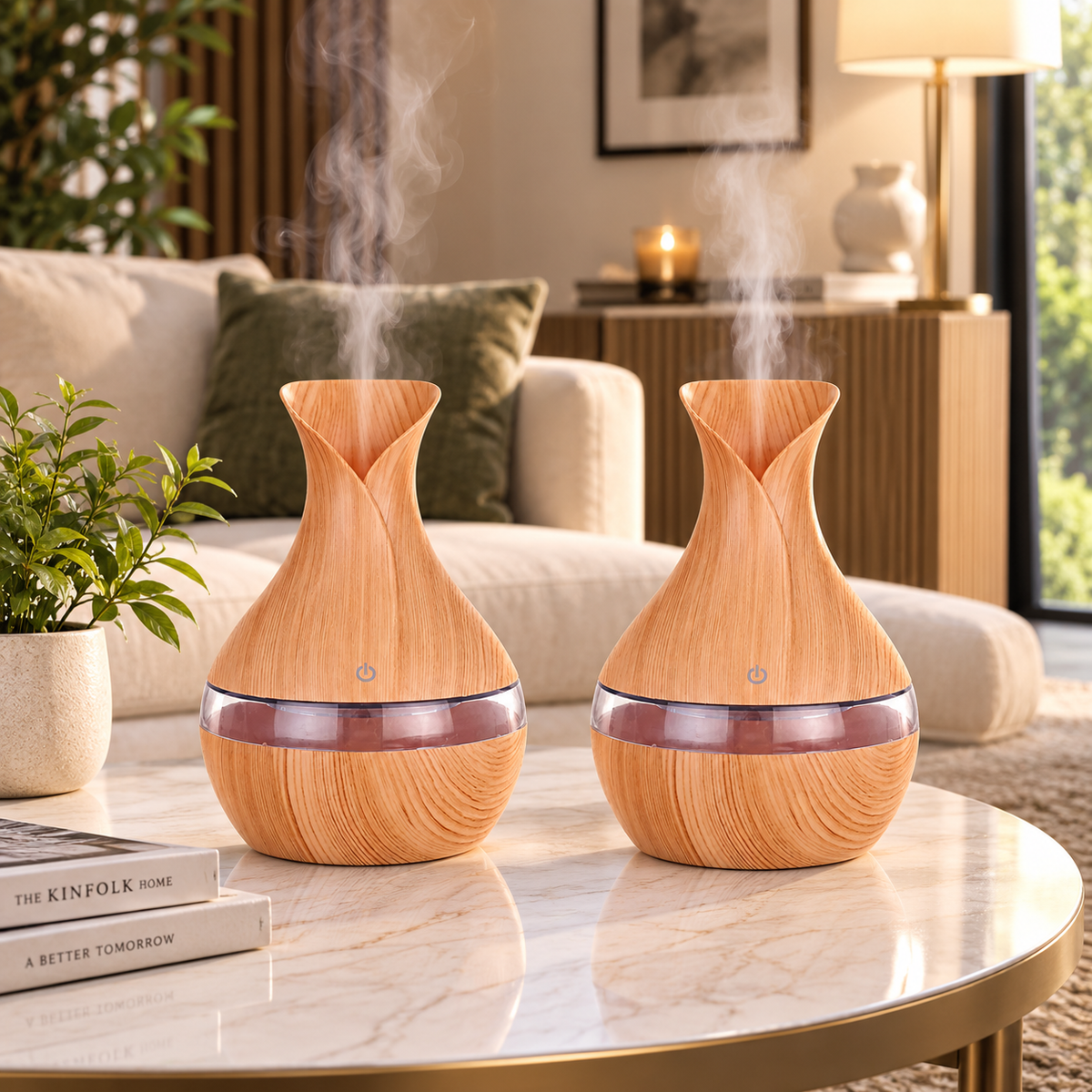Set 2 Umidificatoare cu Ultrasunete, LED + 12 Uleiuri Aromatice