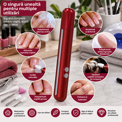Freză Electrică pentru Manichiură și Pedichiură, Portabilă, USB, cu Capete de Frezare
