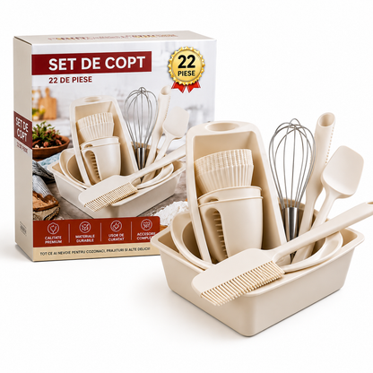 Set Copt 22 Piese din Silicon – Tăvi, Forme și Ustensile de Bucătărie