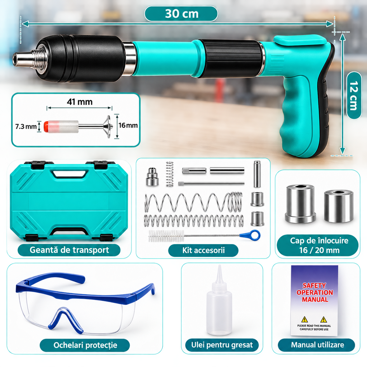 Kit Manual de Fixare + 200 Cuie, Accesorii, Ochelari și Trusă de Transport