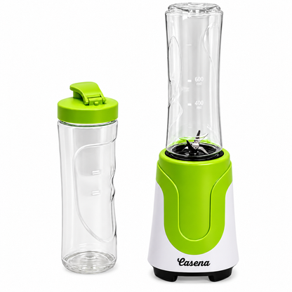 Blender Personal Casena Victor 180W, 2 Recipiente 600 ml, Alb-Verde