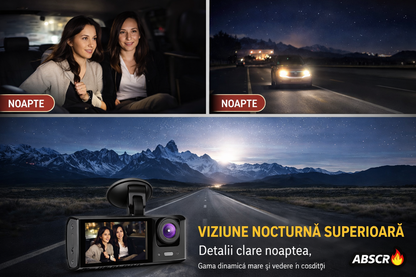 Camera auto DVR 3 canale, fata + interior + spate, Full HD 1080P, unghi larg 170°, ecran 2 inch, vedere nocturna, G-sensor, inregistrare in bucla
