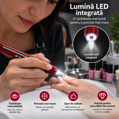 Freză Electrică pentru Manichiură și Pedichiură, Portabilă, USB, cu Capete de Frezare