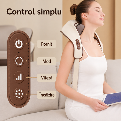 Aparat Masaj Cervical Shiatsu 3D cu Incalzire, Intensitate Reglabila