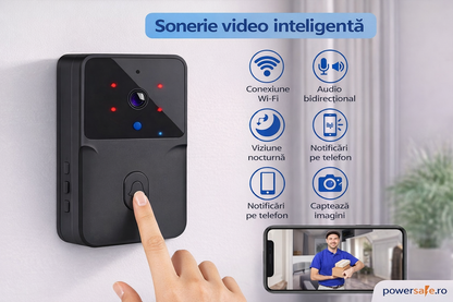 Sonerie video wireless HD 720p cu vedere nocturnă și audio bidirecțional