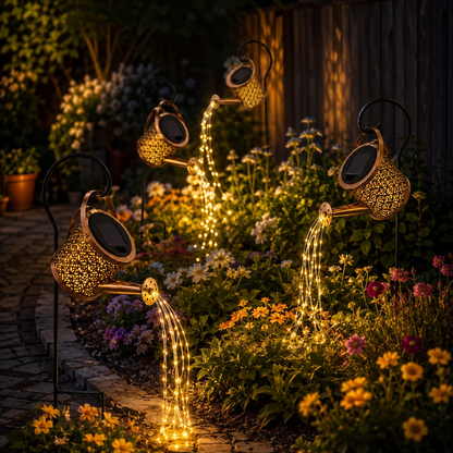 Set 4 Lămpi Solare Stropitoare cu LED – Cascadă Luminoasă pentru Grădină