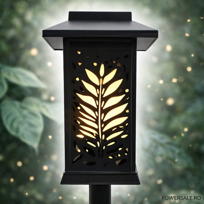 Set 12 Bucăți – Lampă Solară Decorativă pentru Grădină, Model Frunze, IP44, ABS Negru