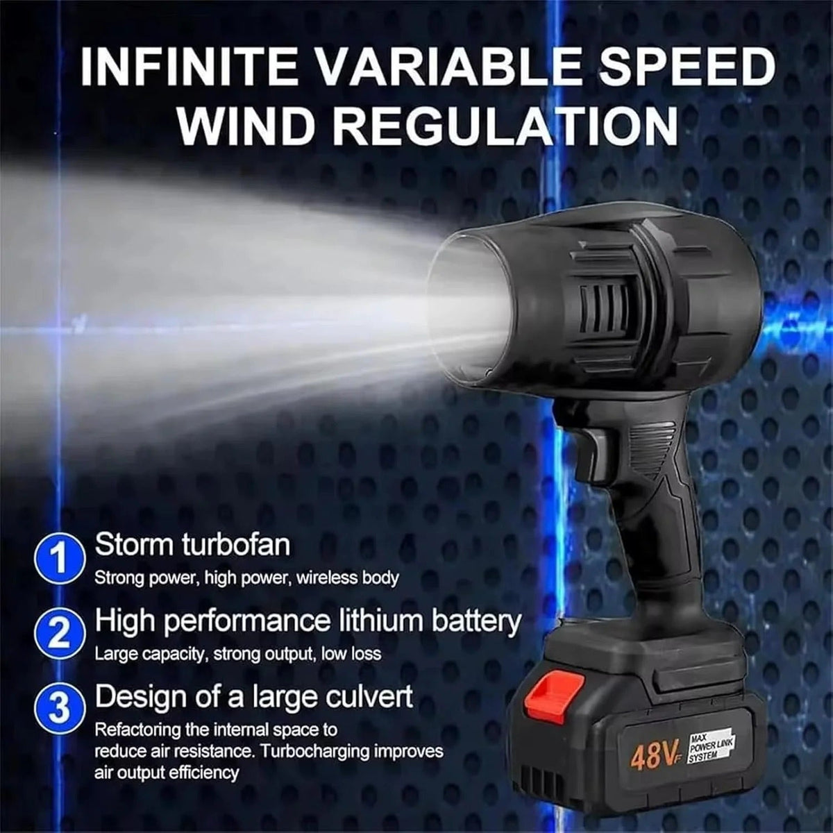 Suflanta Turbo Auto Portabila 1050W, 35000 RPM, 2 Acumulatori 48V - PromotiiZilnice