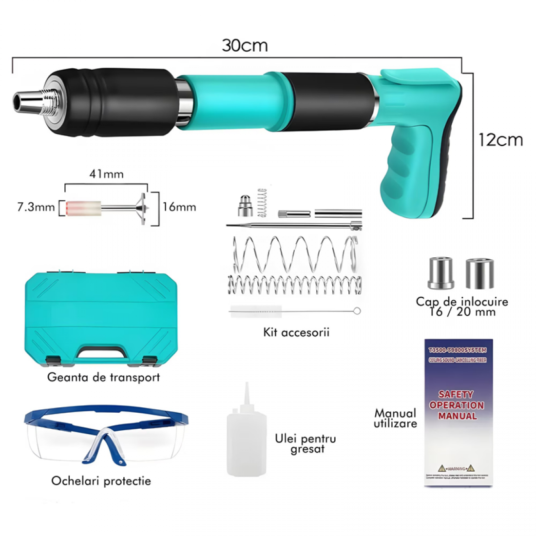 Kit pistol manual pentru fixare nituri/ cuie, Accesorii + 50 Cuie - PromotiiZilnice