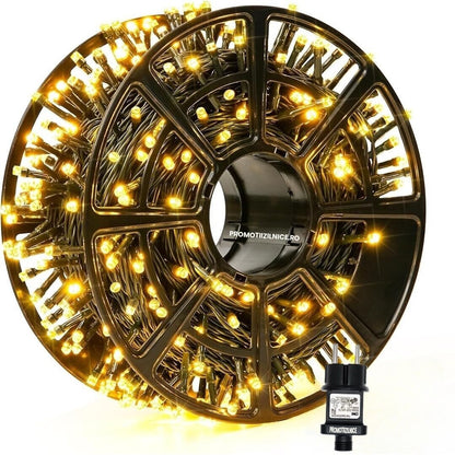 Instalatie De Craciun, 100 m, 480 LED -uri, Jocuri de Lumini, Pentru Exterior/Interior - PromotiiZilnice